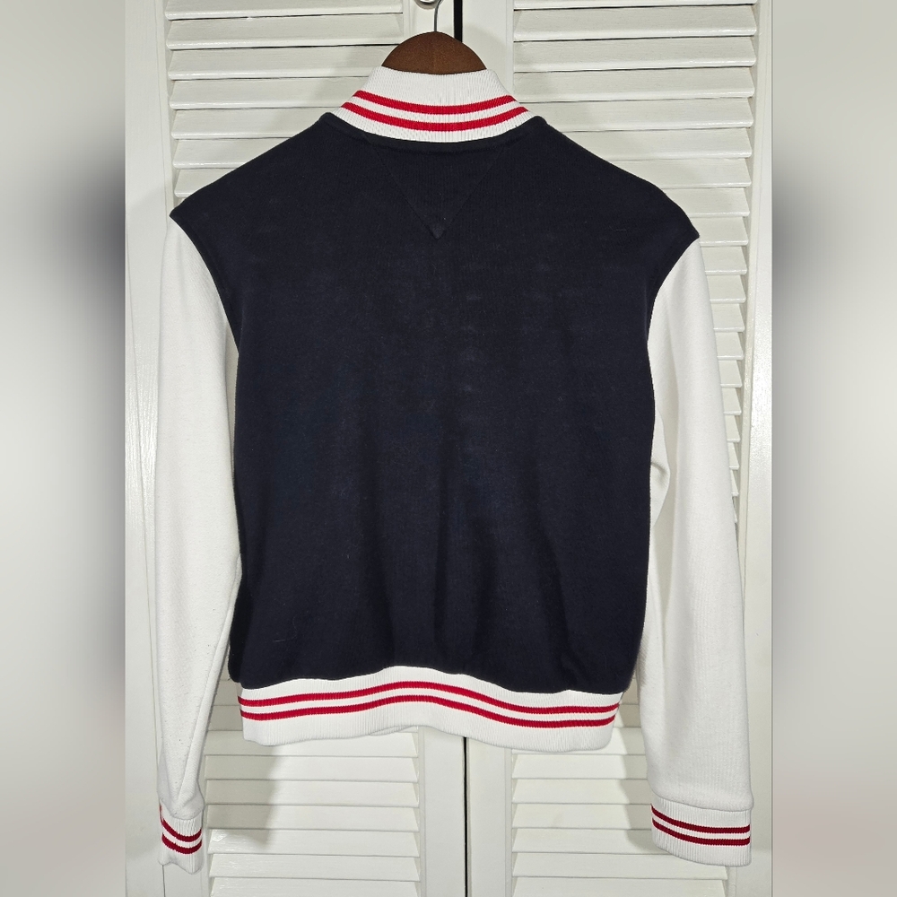 Tommy Jeans French Terry Letterman Snap Front Pockets Jacket Sz XS - Picture 4 of 4
